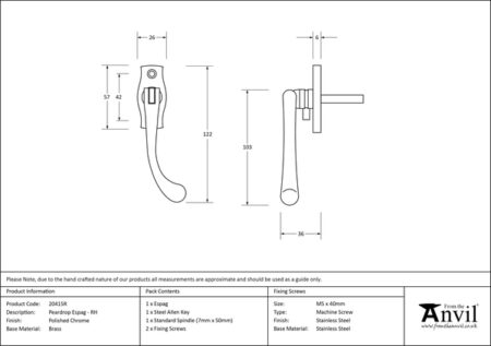 Polished Chrome Peardrop Espag - RH | 20415R - Image 2