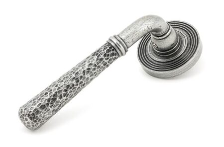 From the Anvil Pewter Hammered Newbury Lever on Rose Set (Beehive) - Pewter Patina