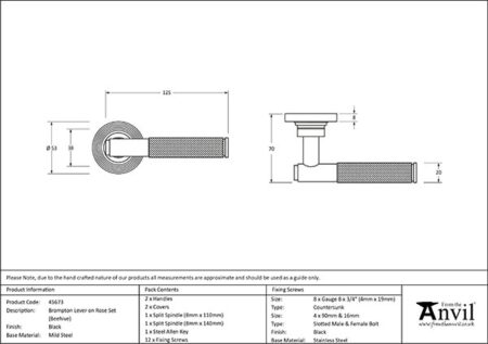 From the Anvil Black Brompton Lever on Rose Set (Beehive) - Image 2