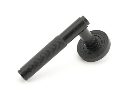 From the Anvil Matt Black Brompton Lever on Rose Set (Beehive)