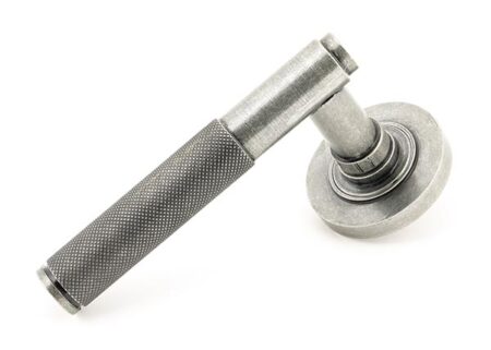 From the Anvil Pewter Brompton Lever on Rose Set (Plain) - Pewter Patina