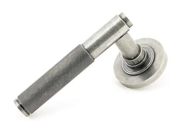 From the Anvil Pewter Brompton Lever on Rose Set (Plain) - Pewter Patina