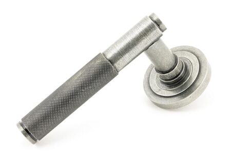From the Anvil Pewter Brompton Lever on Rose Set (Art Deco) - Pewter Patina