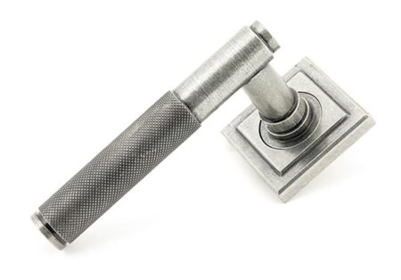 From the Anvil Pewter Brompton Lever on Rose Set (Square) - Pewter Patina