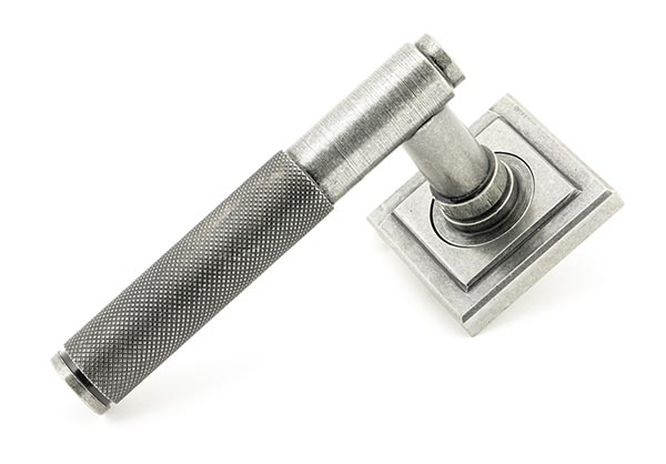 From the Anvil Pewter Brompton Lever on Rose Set (Square) - Pewter Patina