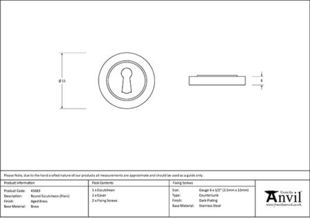 From the Anvil Aged Brass Round Escutcheon (Plain) - Image 2