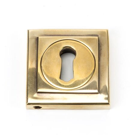 From the Anvil Aged Brass Round Escutcheon (Square)