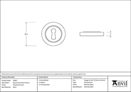 From the Anvil Polished Chrome Round Escutcheon (Plain) - Image 2