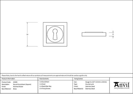 From the Anvil Polished Nickel Round Escutcheon (Square) - Image 2