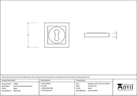 From the Anvil Black Round Escutcheon (Square) - Image 2