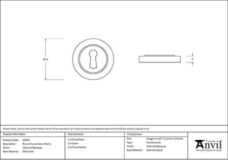 From the Anvil External Beeswax Round Escutcheon (Plain) - Image 2