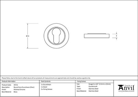 From the Anvil Polished Chrome Round Euro Escutcheon (Plain) - Image 2