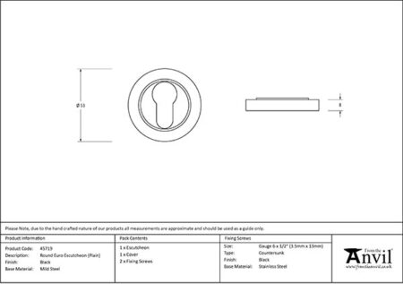 From the Anvil Black Round Euro Escutcheon (Plain) - Image 2