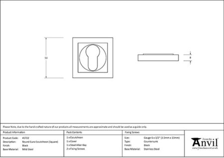 From the Anvil Black Round Euro Escutcheon (Square) - Image 2