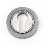 From the Anvil Pewter Round Euro Escutcheon (Plain) - Pewter Patina