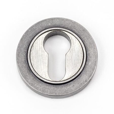 From the Anvil Pewter Round Euro Escutcheon (Plain) - Pewter Patina
