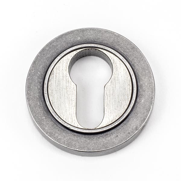 From the Anvil Pewter Round Euro Escutcheon (Plain) - Pewter Patina