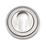 From the Anvil Pewter Round Euro Escutcheon (Art Deco) - Pewter Patina