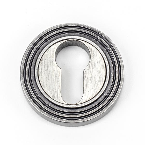 From the Anvil Pewter Round Euro Escutcheon (Beehive) - Pewter Patina