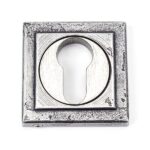 From the Anvil Pewter Round Euro Escutcheon (Square) - Pewter Patina
