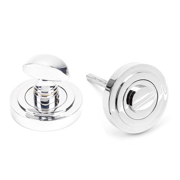 From the Anvil Polished Chrome Round Thumbturn Set (Art Deco)