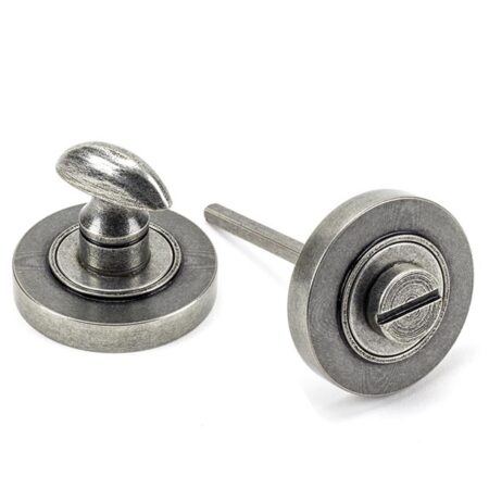 From the Anvil Pewter Round Thumbturn Set (Plain) - Pewter Patina