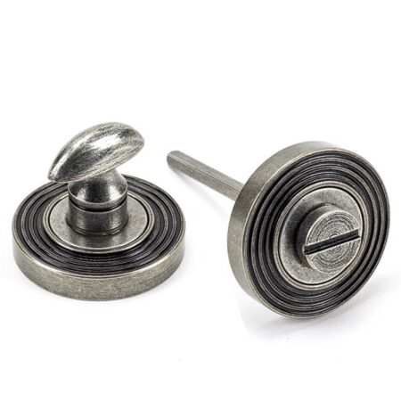 From the Anvil Pewter Round Thumbturn Set (Beehive) - Pewter Patina