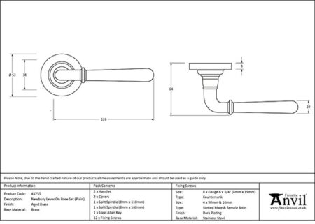 From the Anvil Aged Brass Newbury Lever on Rose Set (Plain) - Image 2