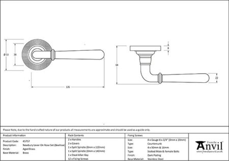 From the Anvil Aged Brass Newbury Lever on Rose Set (Beehive) - Image 2