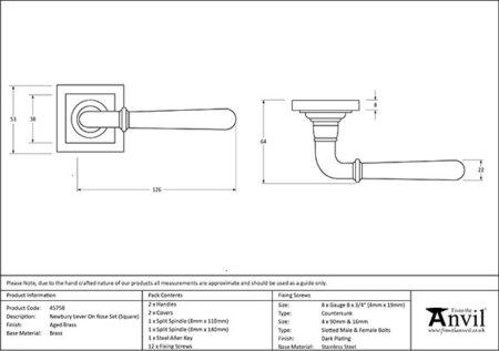 From the Anvil Aged Brass Newbury Lever on Rose Set (Square) - Image 2
