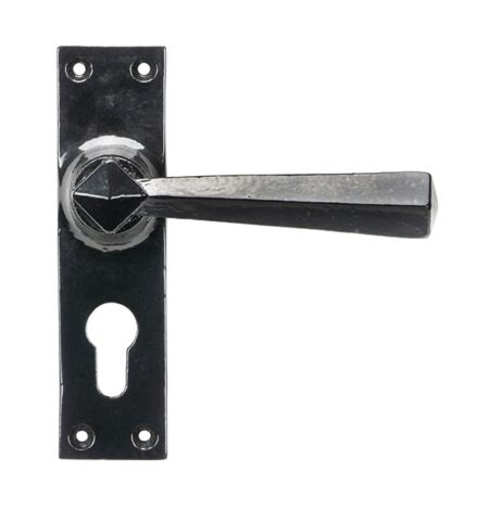 From the Anvil Black Straight Lever Euro Lock Set