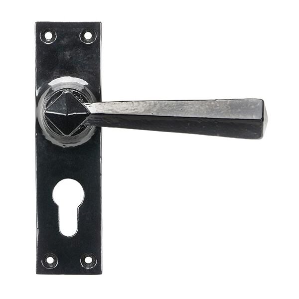 From the Anvil Black Straight Lever Euro Lock Set
