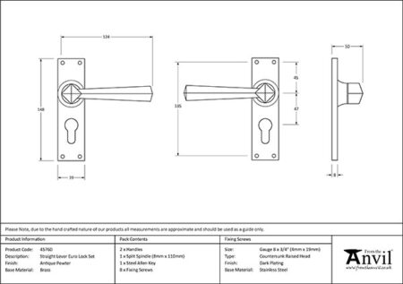 From the Anvil Antique Pewter Straight Lever Euro Lock Set - Pewter Patina - Image 2