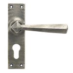From the Anvil Antique Pewter Straight Lever Euro Lock Set - Pewter Patina