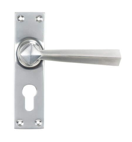 From the Anvil Satin Chrome Straight Lever Euro Lock Set