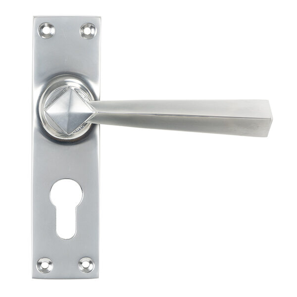 From the Anvil Satin Chrome Straight Lever Euro Lock Set