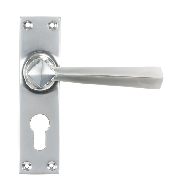 45763_main_1_S.jpg From the Anvil Satin Chrome Straight Lever Euro Lock Set - Image 1