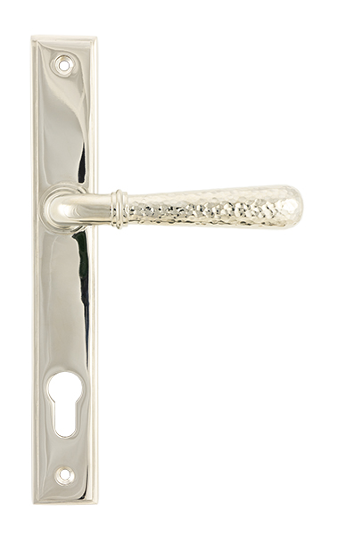 From the Anvil Polished Nickel Hammered Newbury Slimline Espag. Lock Set