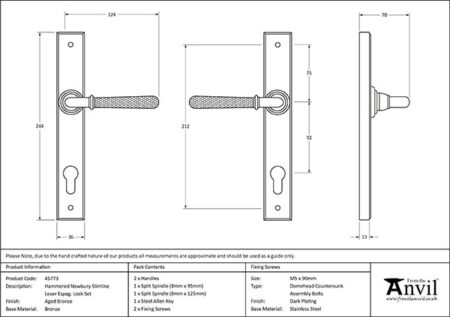 From the Anvil Aged Bronze Hammered Newbury Slimline Espag. Lock Set - Image 2