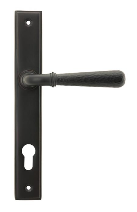 From the Anvil Aged Bronze Hammered Newbury Slimline Espag. Lock Set