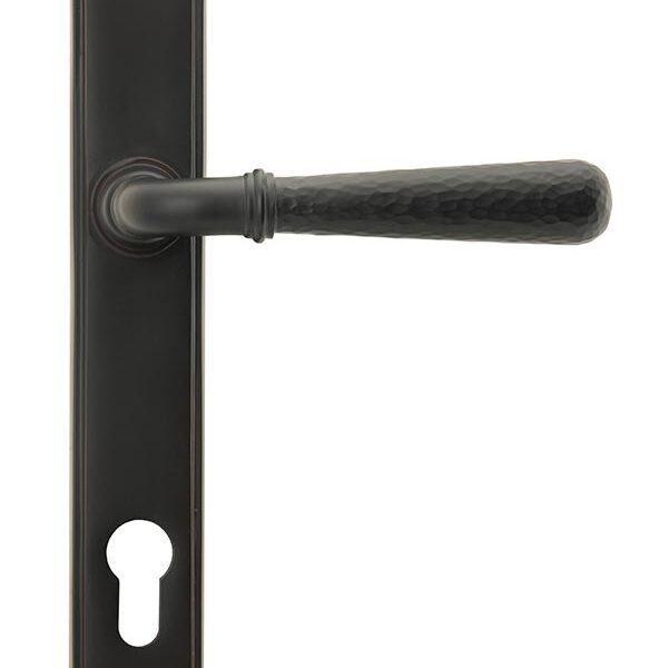 From the Anvil Aged Bronze Hammered Newbury Slimline Espag. Lock Set