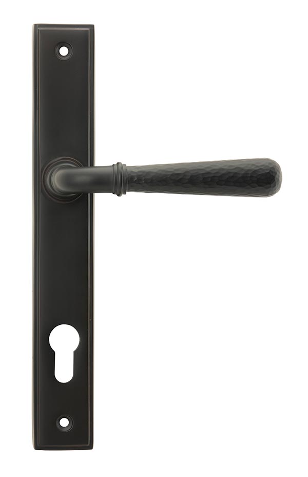 45773_main_S.jpg From the Anvil Aged Bronze Hammered Newbury Slimline Espag. Lock Set - Image 1