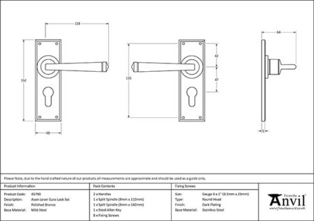 From the Anvil Polished Bronze Avon Lever Euro Lock Set - Image 2