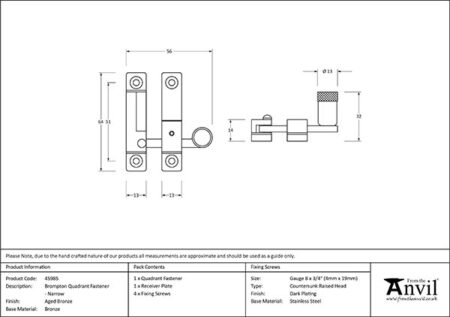 From the Anvil Brompton Quadrant Fastener - Narrow - Image 2