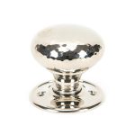 From the Anvil Polished Nickel Hammered Mushroom Mortice/Rim Knob Set