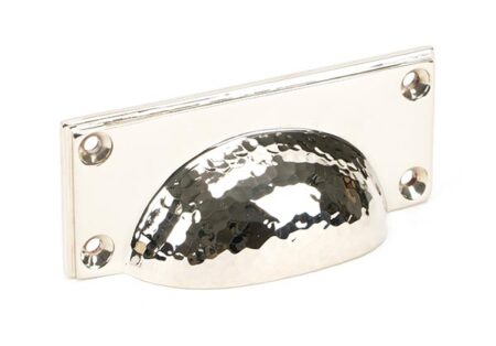 From the Anvil Polished Nickel Hammered Art Deco Drawer Pull