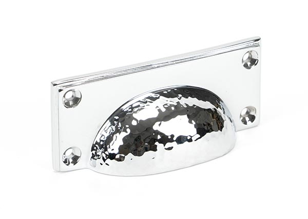 From the Anvil Polished Chrome Hammered Art Deco Drawer Pull