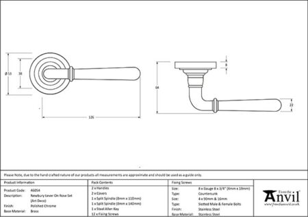 From the Anvil Polished Chrome Newbury Lever on Rose Set (Art Deco) - Image 2