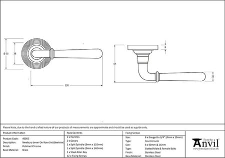 From the Anvil Polished Chrome Newbury Lever on Rose Set (Beehive) - Image 2