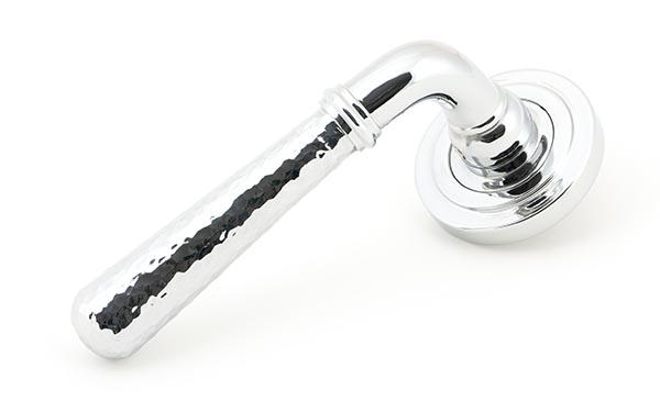 From the Anvil Polished Chrome Hammered Newbury Lever on Rose Set (Art Deco)